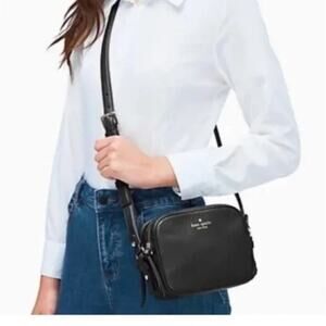 Kate Spade Mulberry Street Pyper Double Zip Crossbody Bag, Black Pebbled Leather